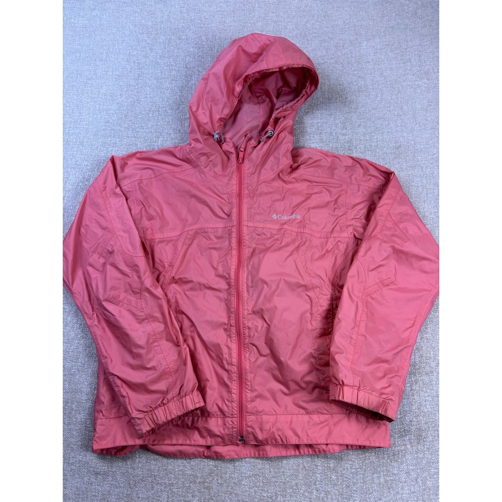 Columbia Womens Pink Full Zip Hooded Windbreaker Jacket RL2119 Large